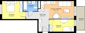 3 pokoje, apartament 54,96 m², piętro 1, oferta nr H/7, Apartamenty Park Matecznego etap 2.2, Kraków, Podgórze, Mateczny, ul. Orawska