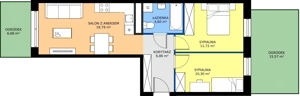 3 pokoje, apartament 53,27 m², parter, oferta nr H/57, Apartamenty Park Matecznego etap 2.2, Kraków, Podgórze, Mateczny, ul. Orawska