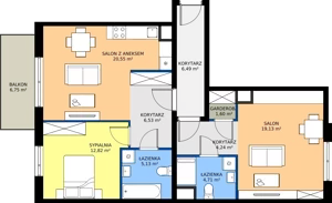 3 pokoje, apartament 81,20 m², piętro 2, oferta nr H/23, Apartamenty Park Matecznego etap 2.2, Kraków, Podgórze, Mateczny, ul. Orawska