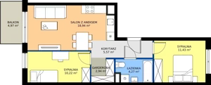 3 pokoje, apartament 53,37 m², piętro 1, oferta nr H/47, Apartamenty Park Matecznego etap 2.2, Kraków, Podgórze, Mateczny, ul. Orawska