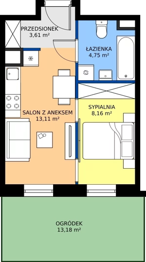 2 pokoje, apartament 29,63 m², parter, oferta nr I/30, Apartamenty Park Matecznego etap 2.2, Kraków, Podgórze, Mateczny, ul. Orawska