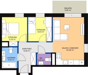 3 pokoje, mieszkanie 54,36 m², piętro 2, oferta nr VI/46, Nova Viva Garden, Warszawa, Białołęka, Brzeziny, ul. Włodkowica 9
