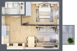 2 pokoje, mieszkanie 41,25 m², piętro 1, oferta nr A-55, Miasteczko Julianów, Julianów, ul. Urbanistów