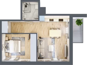 2 pokoje, mieszkanie 43,40 m², piętro 1, oferta nr A-8, Miasteczko Julianów, Julianów, ul. Urbanistów
