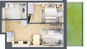 2 pokoje, mieszkanie 39,73 m², parter, oferta nr B-65, Miasteczko Julianów, Julianów, ul. Urbanistów