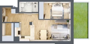 2 pokoje, mieszkanie 45,94 m², parter, oferta nr B-66, Miasteczko Julianów, Julianów, ul. Urbanistów
