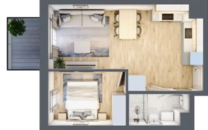 2 pokoje, mieszkanie 37,00 m², piętro 1, oferta nr B-84, Miasteczko Julianów, Julianów, ul. Urbanistów