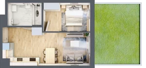 2 pokoje, mieszkanie 40,13 m², parter, oferta nr C-128, Miasteczko Julianów, Julianów, ul. Urbanistów
