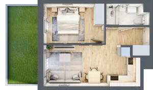 2 pokoje, mieszkanie 36,22 m², parter, oferta nr C-137, Miasteczko Julianów, Julianów, ul. Urbanistów
