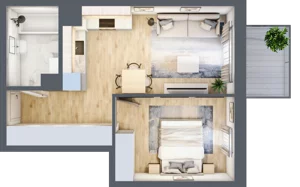 2 pokoje, mieszkanie 39,04 m², piętro 2, oferta nr C-169, Miasteczko Julianów, Julianów, ul. Urbanistów