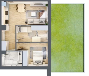 3 pokoje, mieszkanie 51,43 m², parter, oferta nr VII/55, Nova Viva Garden 7, Warszawa, Białołęka, Brzeziny, ul. Pawła Włodkowica 11C
