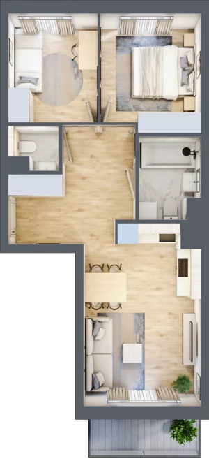 3 pokoje, mieszkanie 52,66 m², piętro 2, oferta nr VII/32, Metro Art 7, Warszawa, Praga Południe, Kamionek, ul. Chodakowska 36