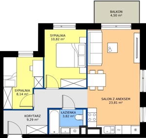 3 pokoje, mieszkanie 55,88 m², piętro 4, oferta nr 27, MISTA Kraków, Kraków, Mistrzejowice, ul. Mistrzejowicka
