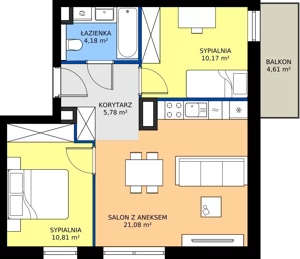 3 pokoje, mieszkanie 52,02 m², piętro 1, oferta nr 3, MISTA Kraków, Kraków, Mistrzejowice, ul. Mistrzejowicka