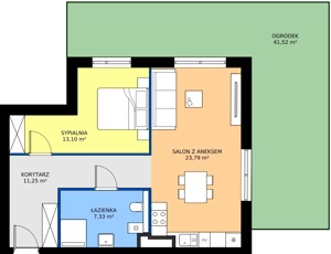 2 pokoje, mieszkanie 55,47 m², parter, oferta nr 1, MISTA Kraków, Kraków, Mistrzejowice, ul. Mistrzejowicka