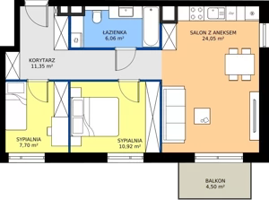 3 pokoje, mieszkanie 60,08 m², piętro 4, oferta nr 79, MISTA Kraków, Kraków, Mistrzejowice, ul. Mistrzejowicka