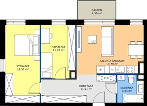 3 pokoje, mieszkanie 63,57 m², piętro 5, oferta nr 90, MISTA Kraków, Kraków, Mistrzejowice, ul. Mistrzejowicka