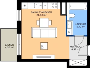 1 pokój, mieszkanie 31,77 m², piętro 4, oferta nr 80, MISTA Kraków, Kraków, Mistrzejowice, ul. Mistrzejowicka