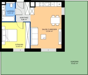2 pokoje, mieszkanie 45,64 m², parter, oferta nr 52, MISTA Kraków, Kraków, Mistrzejowice, ul. Mistrzejowicka
