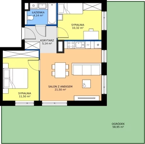 3 pokoje, mieszkanie 52,60 m², parter, oferta nr 51, MISTA Kraków, Kraków, Mistrzejowice, ul. Mistrzejowicka