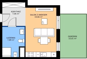1 pokój, mieszkanie 34,61 m², parter, oferta nr 50, MISTA Kraków, Kraków, Mistrzejowice, ul. Mistrzejowicka