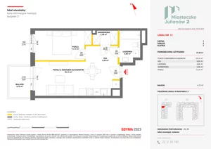 2 pokoje, mieszkanie 41,65 m², piętro 1, oferta nr C1/12, Miasteczko Julianów 2, Julianów, ul. Architektów