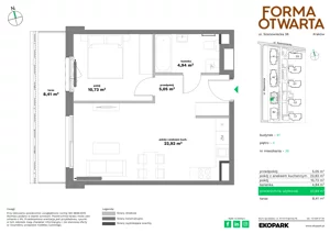 2 pokoje, mieszkanie 43,64 m², piętro 4, oferta nr B1-36, Forma Otwarta - Etap B, Kraków, Bronowice, Bronowice Wielkie, ul. Sosnowiecka