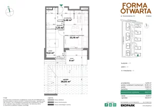 2 pokoje, mieszkanie 47,22 m², piętro 1, oferta nr C1-9, Forma Otwarta - Etap C, Kraków, Bronowice, Bronowice Wielkie, ul. Sosnowiecka