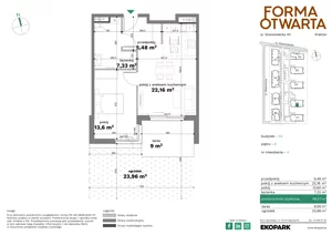 2 pokoje, mieszkanie 47,22 m², piętro 2, oferta nr C1-16, Forma Otwarta - Etap C, Kraków, Bronowice, Bronowice Wielkie, ul. Sosnowiecka