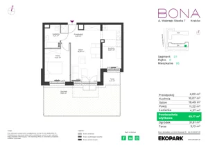 2 pokoje, mieszkanie 49,17 m², parter, oferta nr 95, BONA, Kraków, Podgórze Duchackie, ul. Walerego Sławka 7