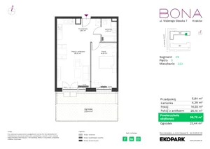 2 pokoje, mieszkanie 50,78 m², parter, oferta nr 223, BONA, Kraków, Podgórze Duchackie, ul. Walerego Sławka 7
