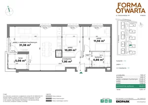 3 pokoje, mieszkanie 66,64 m², piętro 1, oferta nr C2-13, Forma Otwarta - Etap C, Kraków, Bronowice, Bronowice Wielkie, ul. Sosnowiecka