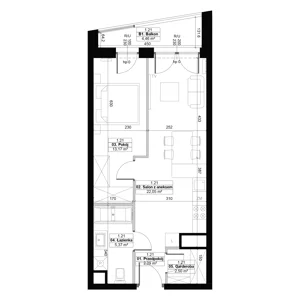 2 pokoje, apartament 45,18 m², piętro 1, oferta nr 1.21, Diasfera III, Łódź, Śródmieście, al. Piłsudskiego 37