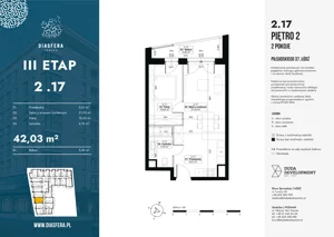 2 pokoje, apartament 42,03 m², piętro 2, oferta nr 2.17, Diasfera III, Łódź, Śródmieście, al. Piłsudskiego 37