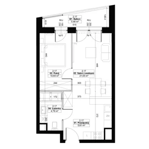 2 pokoje, apartament 42,03 m², piętro 2, oferta nr 2.17, Diasfera III, Łódź, Śródmieście, al. Piłsudskiego 37