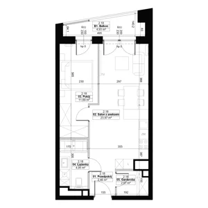 2 pokoje, apartament 45,74 m², piętro 2, oferta nr 2.18, Diasfera III, Łódź, Śródmieście, al. Piłsudskiego 37