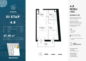 2 pokoje, apartament 47,38 m², piętro 4, oferta nr 4.8, Diasfera III, Łódź, Śródmieście, al. Piłsudskiego 37