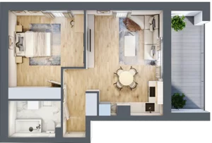 2 pokoje, mieszkanie 43,69 m², piętro 2, oferta nr 9C.M9, Willa Magnolia, Siechnice, ul. Magnoliowa