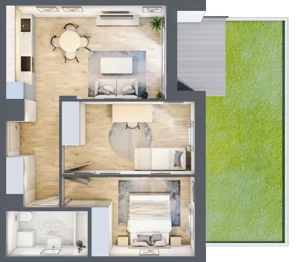 3 pokoje, mieszkanie 51,68 m², parter, oferta nr E_5, 3 Ogrody, Zamienie, ul. Anyżkowa
