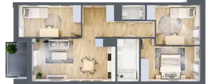 4 pokoje, mieszkanie 71,44 m², piętro 3, oferta nr E_44, 3 Ogrody, Zamienie, ul. Anyżkowa