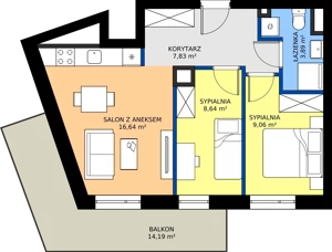 3 pokoje, mieszkanie 46,22 m², piętro 6, oferta nr POGO/A/7F, Pogonowskiego 73, Łódź, Polesie, Stare Polesie, ul. Pogonowskiego 73