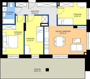 4 pokoje, mieszkanie 69,33 m², piętro 1, oferta nr POGO/D/2D, Pogonowskiego 73, Łódź, Polesie, Stare Polesie, ul. Pogonowskiego 73