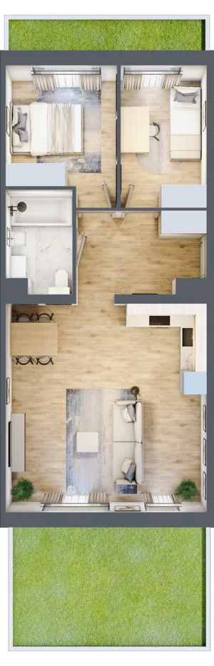 3 pokoje, mieszkanie 58,93 m², parter, oferta nr RD2/B/02, Rędzińska, Wrocław, Maślice, ul. Rędzińska