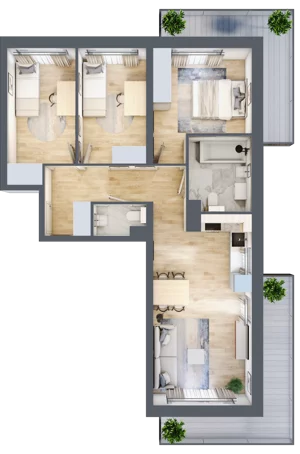 4 pokoje, mieszkanie 68,51 m², piętro 1, oferta nr RD2/D/11, Rędzińska, Wrocław, Maślice, ul. Rędzińska