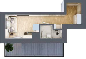 1 pokój, apartament 15,16 m², piętro 1, oferta nr 2.B.16, Żegiestowska, Wrocław, Gaj, Krzyki, ul. Żegiestowska 3