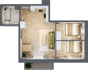 3 pokoje, mieszkanie 48,31 m², piętro 1, oferta nr D1.12, Trakt Lubelski Etap III, Warszawa, Wawer, Zbytki, ul. Trakt Lubelski 181C/181D