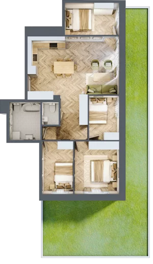 5 pokoi, mieszkanie 81,35 m², parter, oferta nr D2.6, Trakt Lubelski Etap III, Warszawa, Wawer, Zbytki, ul. Trakt Lubelski 181C/181D