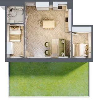 3 pokoje, mieszkanie 56,57 m², parter, oferta nr D2.4, Trakt Lubelski Etap III, Warszawa, Wawer, Zbytki, ul. Trakt Lubelski 181C/181D