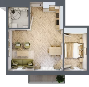 2 pokoje, mieszkanie 42,94 m², piętro 1, oferta nr D2.11, Trakt Lubelski Etap III, Warszawa, Wawer, Zbytki, ul. Trakt Lubelski 181C/181D