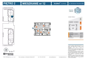 2 pokoje, mieszkanie 34,84 m², piętro 2, oferta nr 86A.12, Piasta Towers 86/86A, Kraków, Mistrzejowice, os. Bohaterów Września